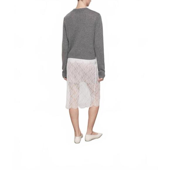 NEW ENZA COSTA cashmere easy long sleeve crew top in thunder